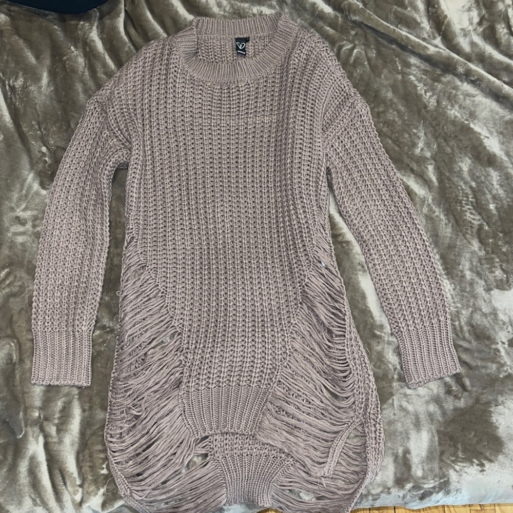 Purple/gray/brownish colored sweater dress.
